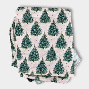 Papyrus Blush Pink Christmas Tree Print Sheets 100% Cotton Full Size Bed